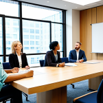 A diverse group of professional adults, fully clothed in modest business casual attire, actively engaged in a collaborative workshop. They are gathered around a sleek, modern conference table in a bright, contemporary meeting room with large windows. Some individuals are writing on interactive whiteboards displaying brainstormed ideas, while others are in discussion, gesturing naturally. The scene emphasizes teamwork and a shared sense of purpose. Professional photography, corporate setting, vibrant lighting, sharp focus, high resolution. safe for work, appropriate content, fully clothed, professional, perfect anatomy, correct proportions, natural body proportions, well-formed hands, proper finger count.