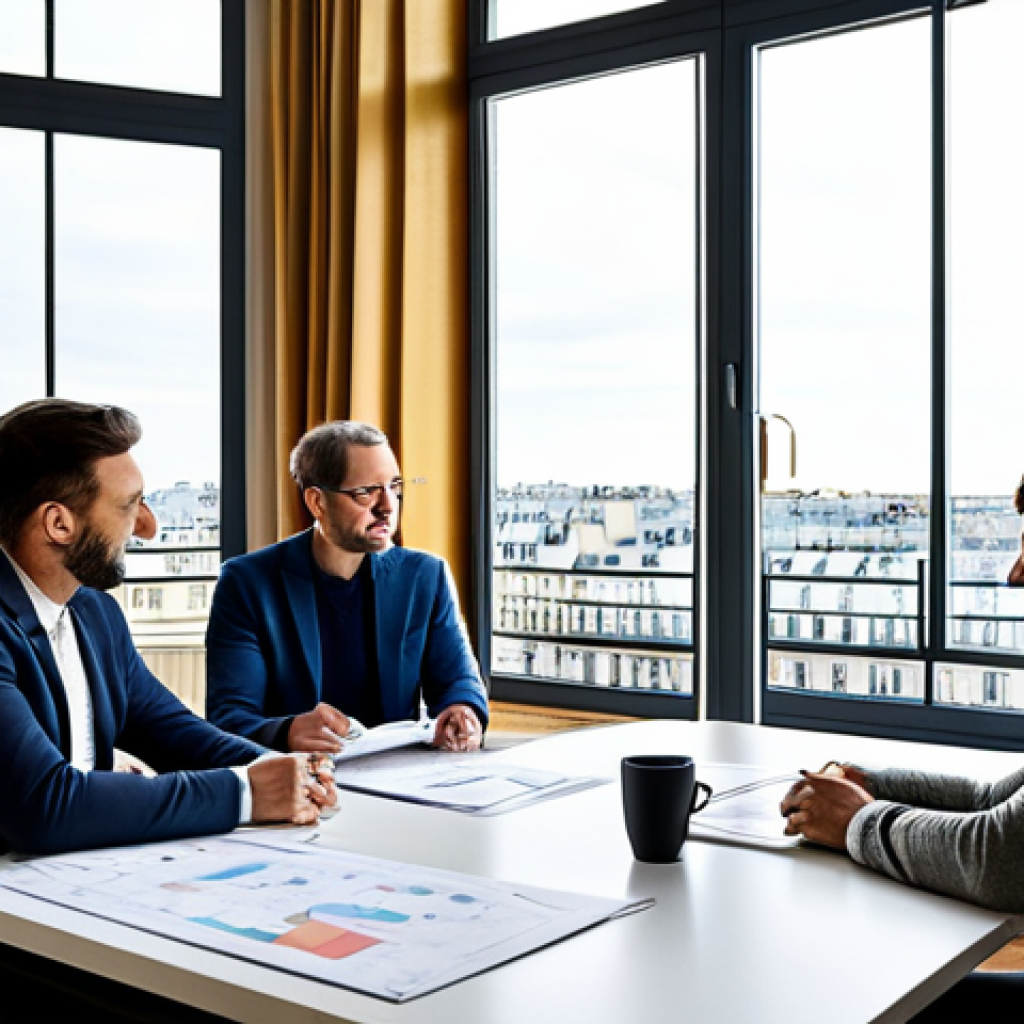 **

"A diverse group of colleagues collaborating around a table in a bright, modern Parisian office. They are reviewing plans and engaging in a lively discussion, fully clothed, appropriate attire. The scene captures a sense of teamwork and innovation, with open windows overlooking the city. Safe for work, perfect anatomy, natural proportions, professional environment, modest setting, family-friendly."

**