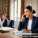 Home 19 핵심 가치와 고객 서비스 개선 방안 - A professional customer service representative attentively listening to a client over the phone in a...