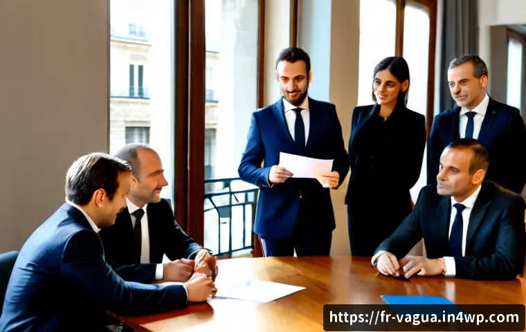 Home 17 핵심 가치와 기업의 비즈니스 윤리 - Photorealistic French corporate boardroom in Paris, diverse business leaders in smart European profe...